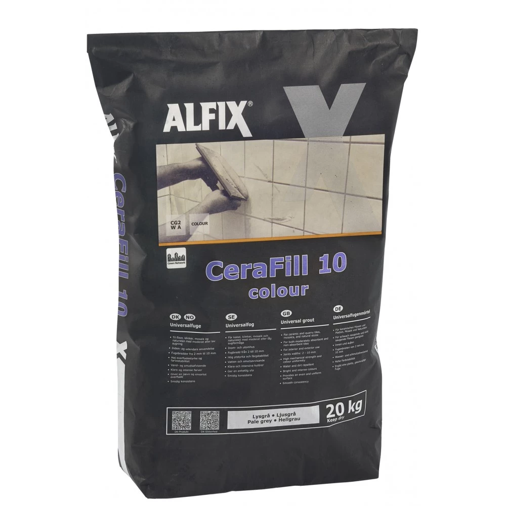 Alfix Cerafill 10 Colour Universalfuge Lysgrå 20kg 1 Alfix Cerafill 10 Colour Universalfuge Lysgrå 20kg